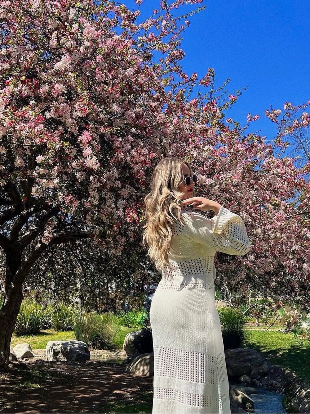 Viral Cream Crochet Knit Maxi Dress